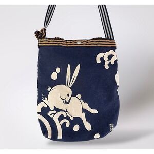 ROOTOTE‎ Fun Outing Shoulder Bag Japanese Bunny Rabbit Navy Blue Canvas Tote